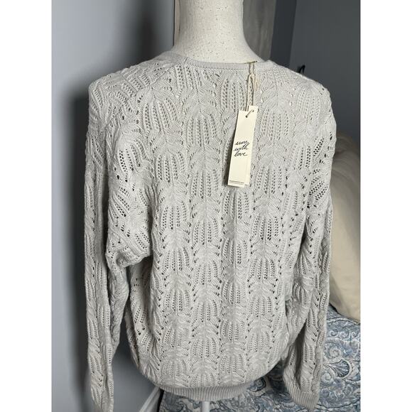Lovestitch Knit Wrap Sweater L Gray Open Weave Boho Textured Cozy Balletcore - Picture 6 of 8